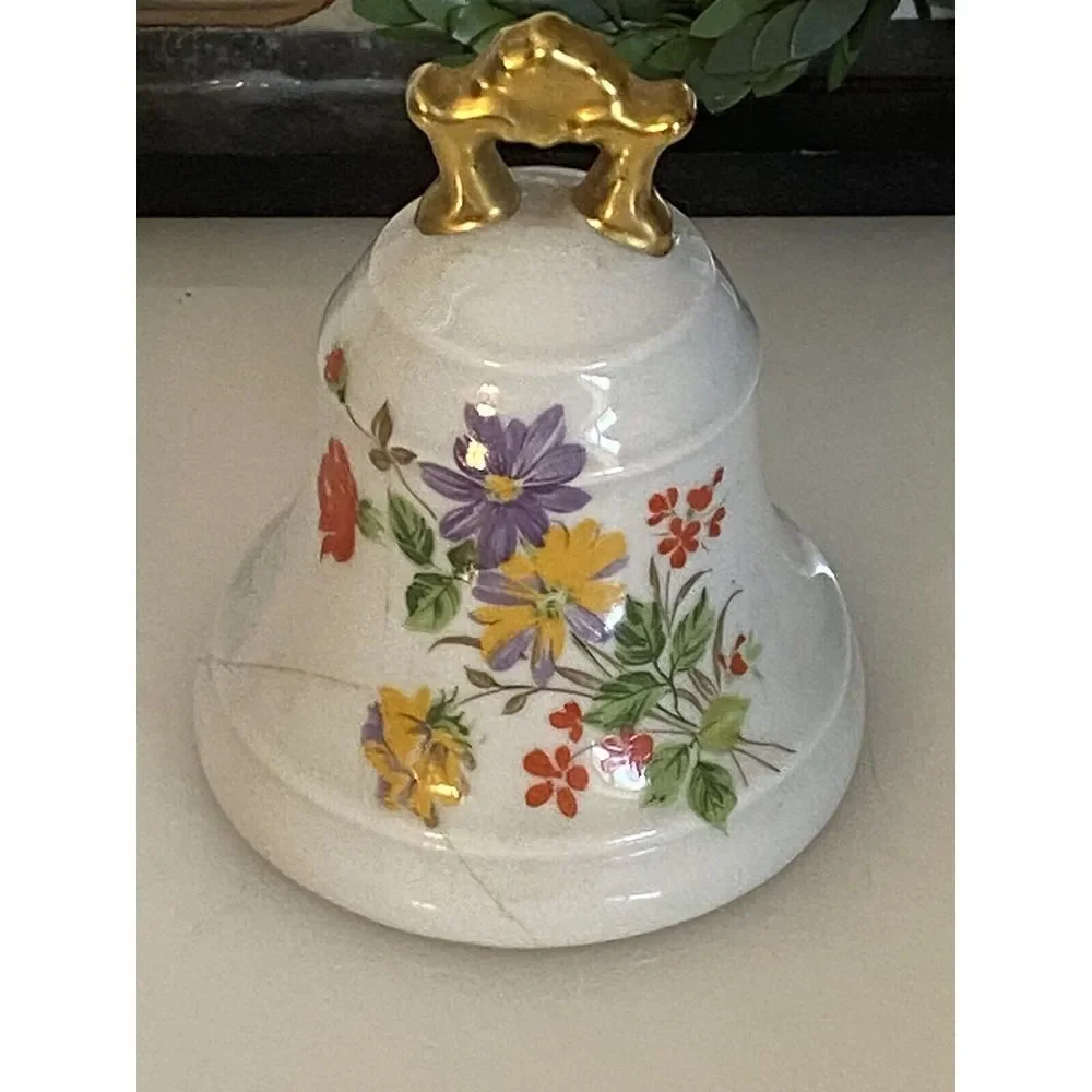 Vintage Bernardaud Limoges Porcelain Bell With Flower Motif Made In France‎ GUC